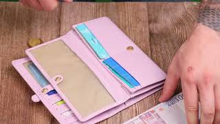 Жіночий гаманець з великою кількістю відділень ніжного кольору з натуральної шкіри Tony Bellucci 21958 ліловий