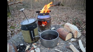 Bestargot Titan Topf mit French Press für Camping und Bushcraft - Kaffee Kochen im Wald