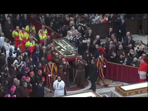 Litany of Saints as Padre Pio and St. Leopold enter St. Peter’s Basilica, Vatican 5 Februa