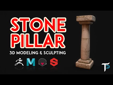Stone Pillar - 3D Modeling/Sculpting - ZBrush, Maya, Substance Painter, Marmoset Toolbag
