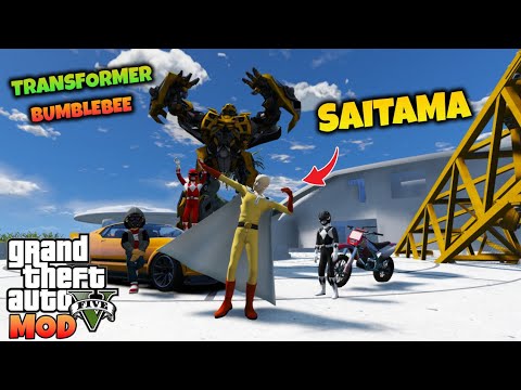 TRANSFORMER BUMBLEBEE SEDIH DAN SAITAMA PERGI KE MARKAS IRONMAN - GTA 5 MOD TRANSFORMER