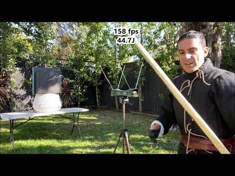 55-60lb Pacific yew Selfbow, War arrows Speed test (Ravenbeak bow)