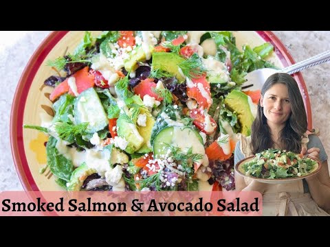 Smoked Salmon and Avocado Salad w/ KETO Honey Mustard Dressing - add healthy fats to your salad!