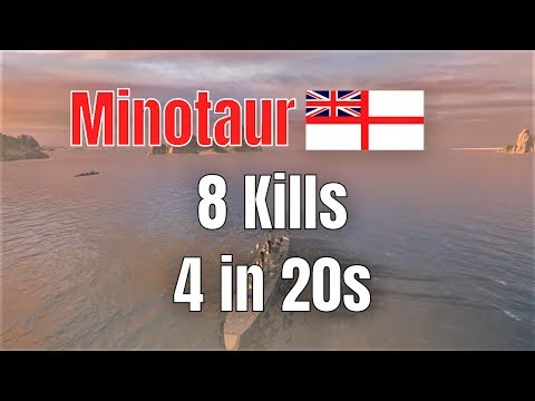 Minotaur T10 British Cruiser | 8 Kills 4 in 20s | World of Warships