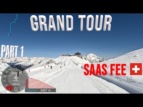 [4K] Esqui Saas Fee, Grand Tour Parte 1 - 3562m Allalin para Morenia, Wallis Suíça, GoPro HERO11