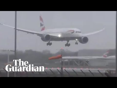 Plane struggles to land at Heathrow as Storm Erik hits UK and Ireland