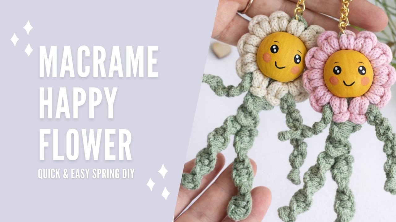 DIY Macrame Flower Keychain 🌼 Easy Tutorial | Cute Handmade Gift Idea