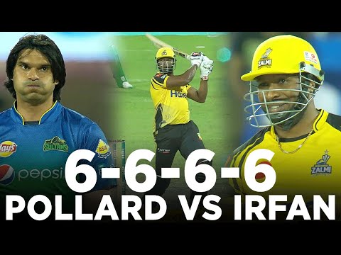 Kieron Pollard Destroyed Mohammad Irfan | 4 Sixes in 4 Balls | HBL PSL 2019 | M1G1A