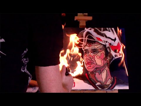Thumbnail of Martin Brodeur || Fire Painting || Hockey &amp; Art Motivation