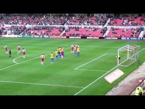 Middlesbrough v Southampton Zemmama free kick.