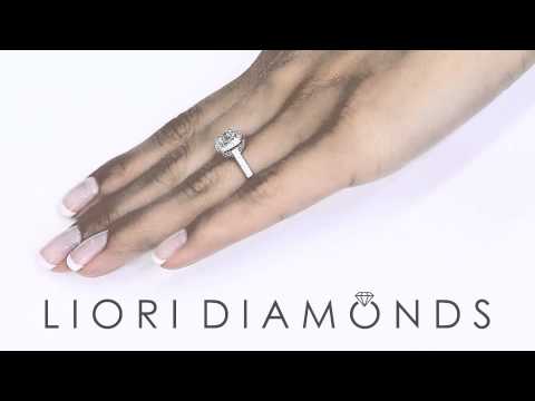 ER-SOLD-019 - 0.75 Carat E-I1 Natural Round Diamond Engagement Ring 14k White Gold Pave Halo