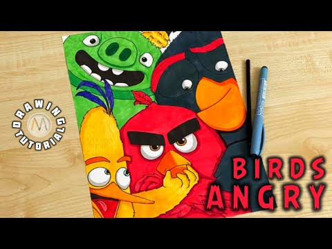 How to draw Angry Birds characters / Angry birds drawing tutorial