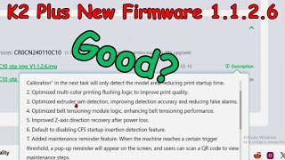 Creality K2 Plus New Firmware Update V1.1.2.6 | Looking Good
