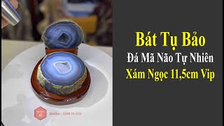 Bát Tụ Bảo Đá Mã Não Tự Nhiên Xám 1,7kg-11,5cm Vip