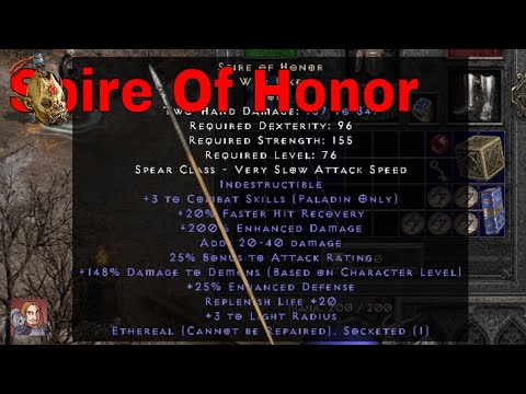 D2R Unique Items - Spire Of Honor (Lance)