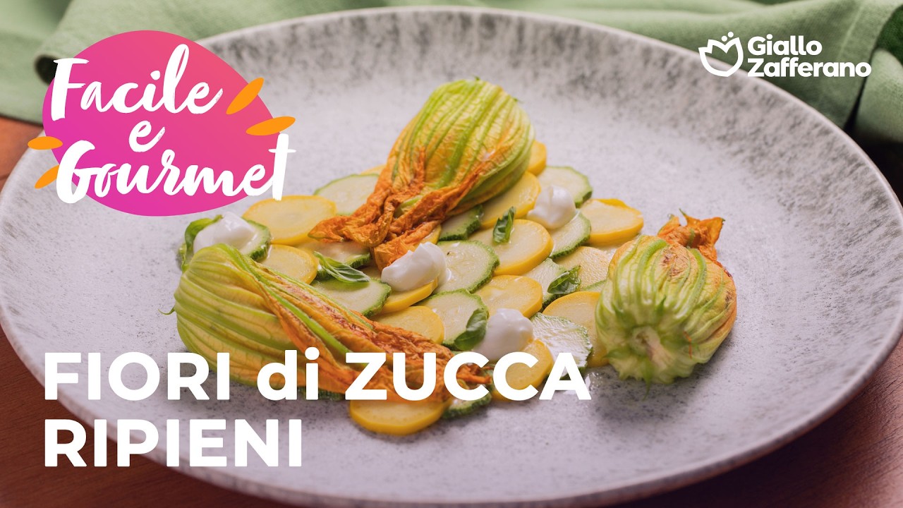 FIORI di ZUCCA RIPIENI in PADELLA😍 con CAPRINO e SALSA allo YOGURT💚
