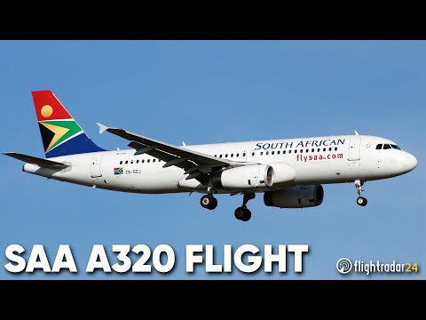 South African Airways A320 to Cape Town | 4K sunset flight experience