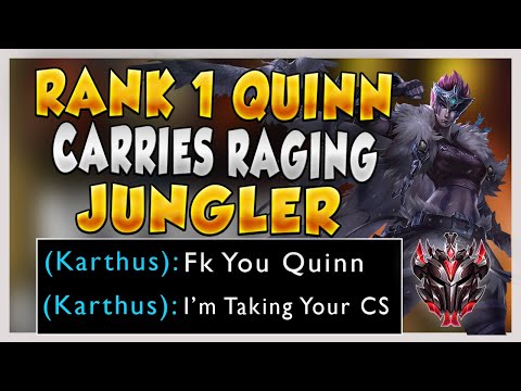RANK 1 QUINN CARRIES BABY RAGING JUNGLER TAKING MY CS TOP (MUTE AND CARRY BOYS) - League of Legends