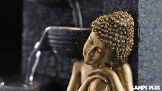 Gold Kneeling Buddha Fountain With Light