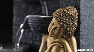 1_Gold Kneeling Buddha Fountain With Light