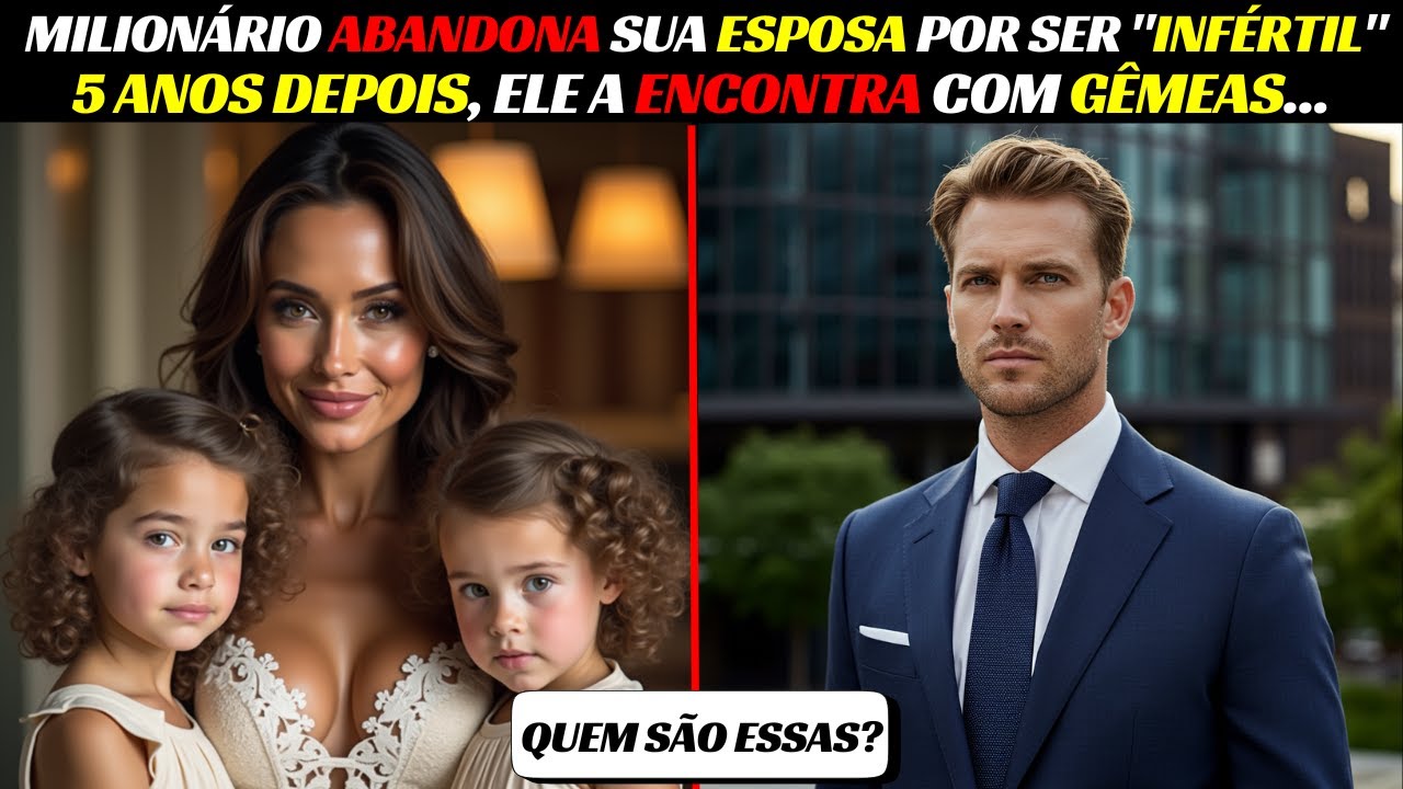 MILIONÁRIO ABANDONA SUA ESPOSA POR ELA SER INFÉRTIL    5 ANOS DEPOIS, ELE A ENCONTRA COM GÊMEAS