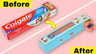 How to make pencil box from matchbox and colgate b