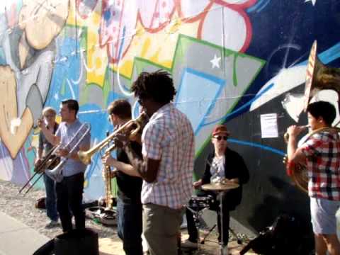 Short clip of Lucky Chops Brass band @ Bowery and Houston Mural Show!