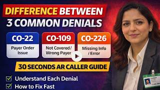Difference Between 3 Common Denial CO-22 vs CO-109 vs CO-226 | 30 Seconds AR Caller Guide