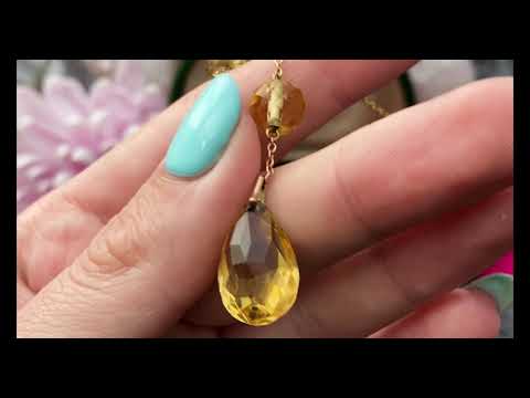 Art Deco Gold Citrine Briolette Necklace (37.40ct), 17" #6991