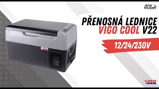 Přenosná kompresorová autochladnička lednice Vigo Cool V22, 22 l, 12/24/230V s výrobníkem ledu