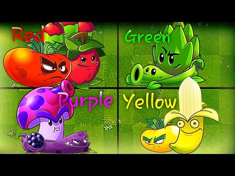 Random 4 Team Plants different Colour - Who Will Win ? - PvZ2 Battles Team Plants vs Team Plants