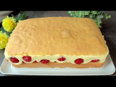 Einfacher Kuchen in 15 Minuten! Das berühmte Rezept mit Himbeeren! Schnell und lecker