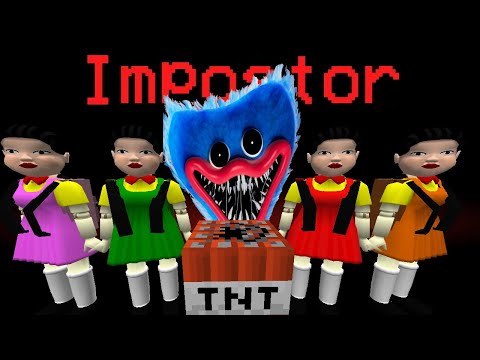 HUGGY WUGGY Impostor vs SQUID GAME DOLL in Minecraft 360°