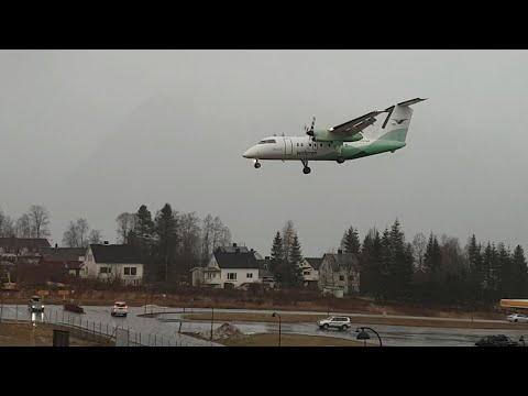 Widerøe lander i vanskelige forhold på Ørsta Volda Lufthavn Hovden