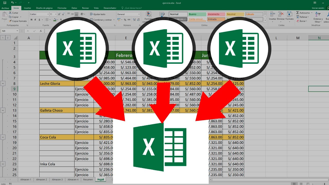 Cómo juntar varias tablas de excel en una sola. Concatenar tablas en Excel.