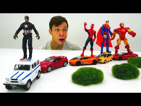 Фёдор сделал Автопоезд для Супергероев Марвел. Видео с игрушками.