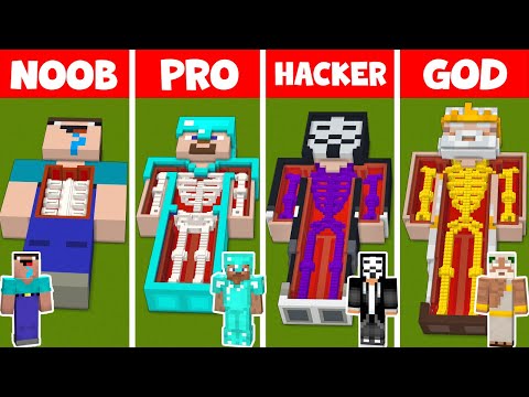Minecraft NOOB vs PRO vs HACKER vs GOD - SURGERY INSIDE BODY BLOCK HOUSE BUILD CHALLENGE
