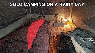SOLO CAMPING ON A RAINY DAY - HEAVY RAIN STORM - A