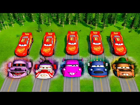 Mega Pixar Cars Pit Transform Lightning McQueen Into Evil Tow Mater! BeamNG.Drive Battle!
