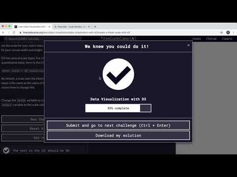 24 - Create a Linear Scale with D3 - Data Visualization with D3 - freeCodeCamp Tutorial