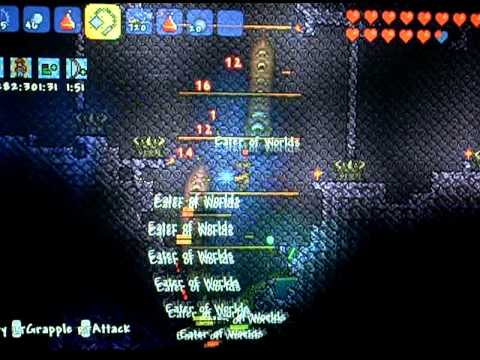 Terraria Xbox 360- Boss fight Eater of worlds