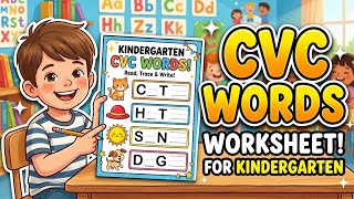 How to Create a CVC Words Worksheet in Canva | Free Printable Kindergarten Phonics Worksheet