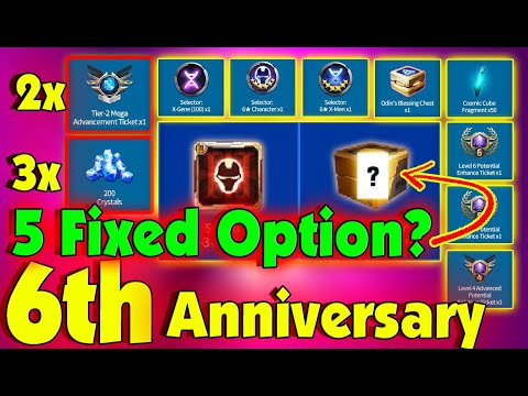 5 Fixed Option Card? T-3 Selector 2xMega T-2, 6th Year Anniversary Celebration - MARVEL Future Fight