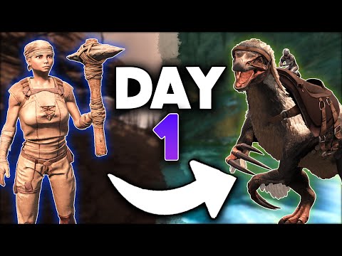 From NAKED to CENTER PEARL CAVE on DAY 1 - ARK: Survival Evolved