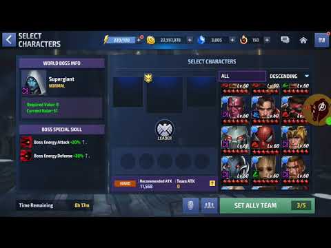 [Marvel Future Fight] Tier-2 Black Widow (Infinity War Uniform) Vs Supergiant