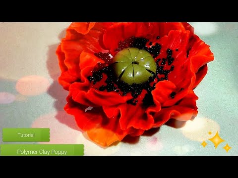 Polymer Clay Poppy /  Easy Fimo Flowers / Tutorial Step By Step/ Jewerly