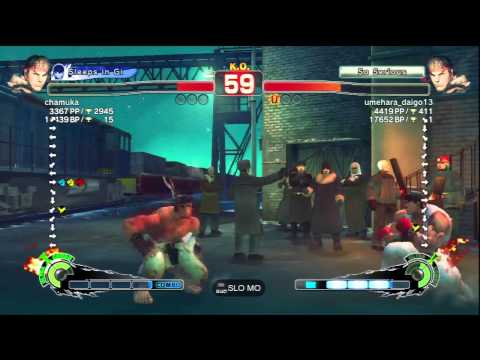 chamuka (Ryu) Vs umehara_daigo13 (Ryu) SSF4 AE Ranked Matches - PSN