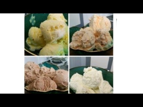 EASY 4 TYPES OF HOMEMADE ICE CREAM (CHOCOLATE,VANILLA, PEANUT, MANGO) PLS SUBSCRIBE🍧