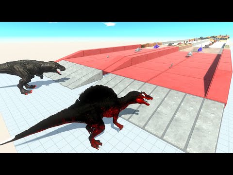 DARK T-REX vs DARK SPINO RACE BATTLE COMPETITION - Animal Revolt Battle Simulator ARBS