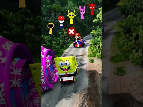 GummyBear va Spiderman vs Ironman vs barbie vs McQueen vs bollard vs yashl 411 #beamng #automobile